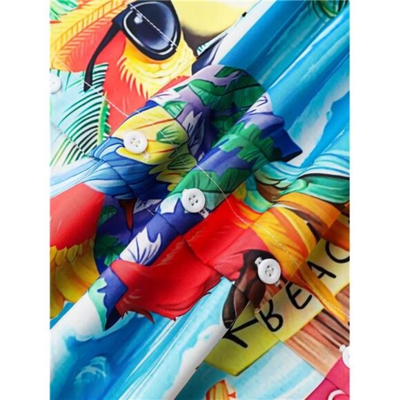 Hardaddy Men's Summer Hawaiian Shirts Funny Performence Printed ButtonDown Shirt - Picture 4 of 5